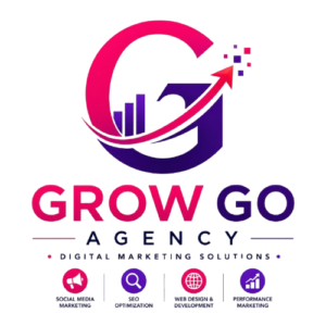 Grow Go Agency logo with digital marketing icons.